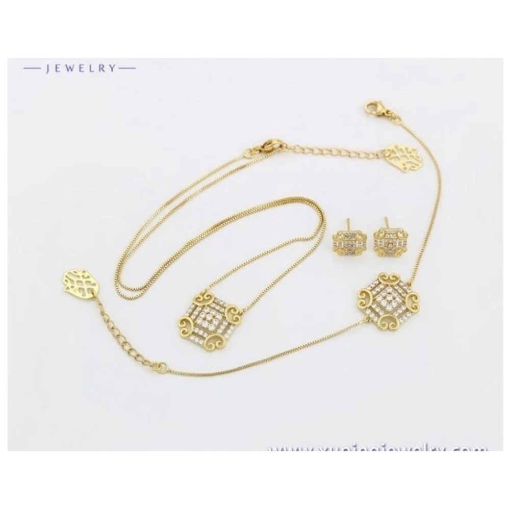 Elegant Gold plated and Silver Women's Jewelry Set - Picture 8 of 8